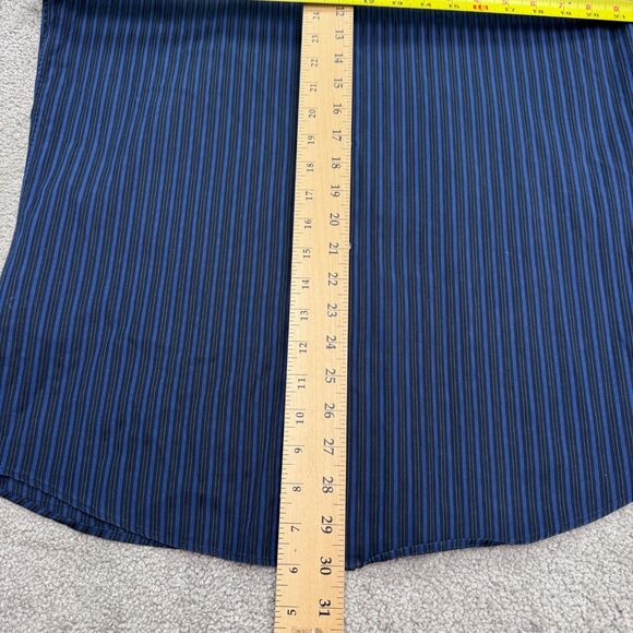 Hugo Boss Dress Shirt Mens 15.5 32/33 Navy Blue Striped 100% Cotton Workwear - Picture 14 of 16